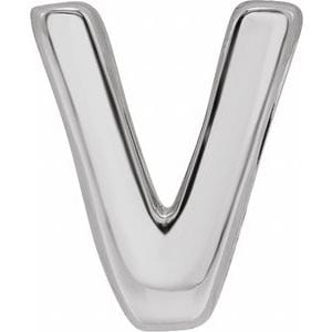 14K WHITE BLOCK INITIAL V SLIDE PENDANT