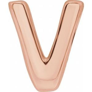 14K ROSE BLOCK INITIAL V SLIDE PENDANT