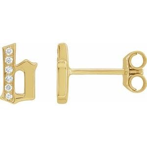 14K YELLOW .03 CTW NATURAL DIAMOND GOTHIC INITIAL B EARRING