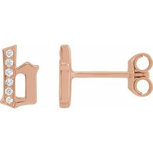 14K ROSE .03 CTW NATURAL DIAMOND GOTHIC INITIAL B EARRING