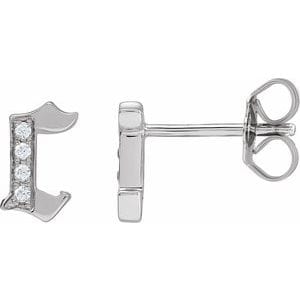 14K WHITE .03 CTW NATURAL DIAMOND GOTHIC INITIAL C EARRING