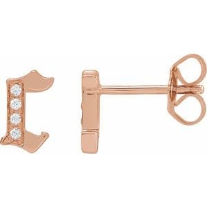 14K ROSE .03 CTW NATURAL DIAMOND GOTHIC INITIAL C EARRING