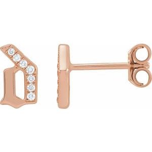 14K ROSE .03 CTW NATURAL DIAMOND GOTHIC INITIAL D EARRING