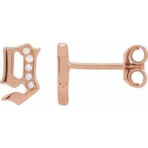 14K ROSE .02 CTW NATURAL DIAMOND GOTHIC INITIAL G EARRING