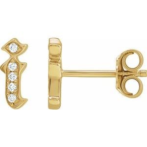 14K YELLOW .02 CTW NATURAL DIAMOND GOTHIC INITIAL I EARRING