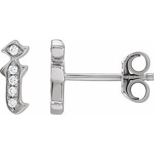 14K WHITE .02 CTW NATURAL DIAMOND GOTHIC INITIAL I EARRING