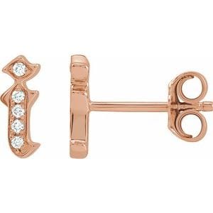 14K ROSE .02 CTW NATURAL DIAMOND GOTHIC INITIAL I EARRING