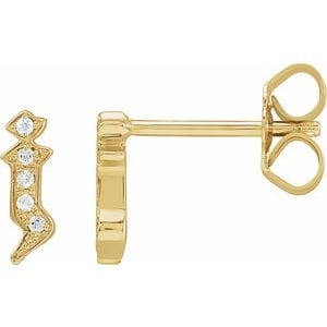 14K YELLOW .025 CTW NATURAL DIAMOND GOTHIC INITIAL J EARRING