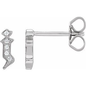 14K WHITE .025 CTW NATURAL DIAMOND GOTHIC INITIAL J EARRING