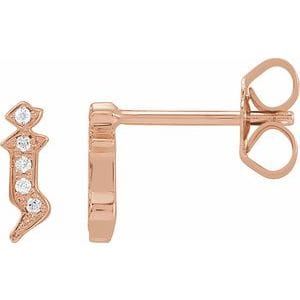 14K ROSE .025 CTW NATURAL DIAMOND GOTHIC INITIAL J EARRING