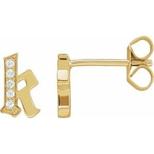 14K YELLOW .025 CTW NATURAL DIAMOND GOTHIC INITIAL K EARRING
