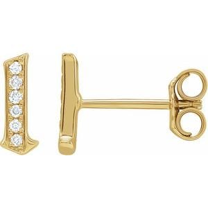 14K YELLOW .03 CTW NATURAL DIAMOND GOTHIC INITIAL L EARRING