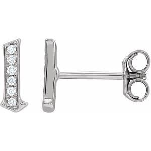 14K WHITE .03 CTW NATURAL DIAMOND GOTHIC INITIAL L EARRING