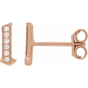 14K ROSE .03 CTW NATURAL DIAMOND GOTHIC INITIAL L EARRING