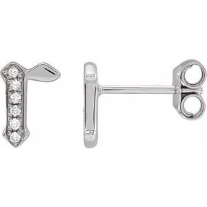 14K WHITE .03 CTW NATURAL DIAMOND GOTHIC INITIAL R EARRING