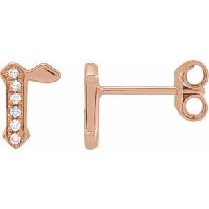 14K ROSE .03 CTW NATURAL DIAMOND GOTHIC INITIAL R EARRING