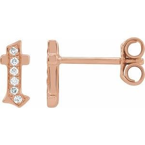 14K ROSE .03 CTW NATURAL DIAMOND GOTHIC INITIAL T EARRING
