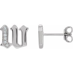 14K WHITE .03 CTW NATURAL DIAMOND GOTHIC INITIAL W EARRING
