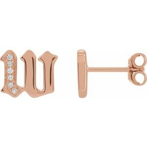 14K ROSE .03 CTW NATURAL DIAMOND GOTHIC INITIAL W EARRING