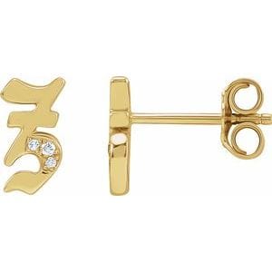 14K YELLOW .01 CTW NATURAL DIAMOND GOTHIC INITIAL Z EARRING