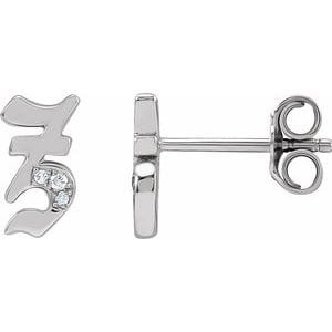 14K WHITE .01 CTW NATURAL DIAMOND GOTHIC INITIAL Z EARRING