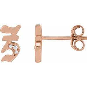 14K ROSE .01 CTW NATURAL DIAMOND GOTHIC INITIAL Z EARRING