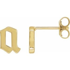 14K YELLOW GOTHIC INITIAL A EARRING