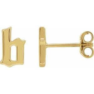 14K YELLOW GOTHIC INITIAL B EARRING