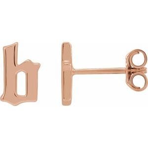 14K ROSE GOTHIC INITIAL B EARRING