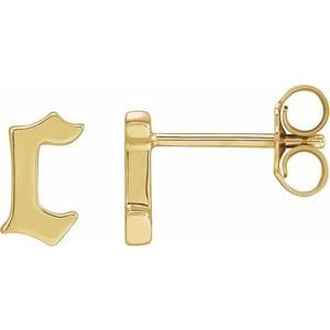 14K YELLOW GOTHIC INITIAL C EARRING