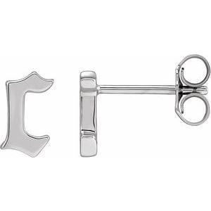 14K WHITE GOTHIC INITIAL C EARRING