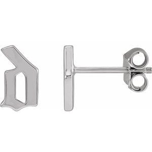 14K WHITE GOTHIC INITIAL D EARRING