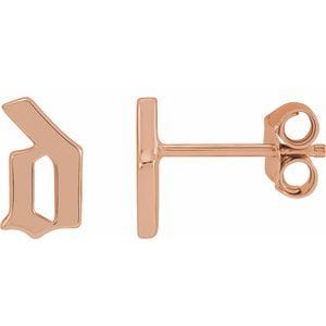 14K ROSE GOTHIC INITIAL D EARRING