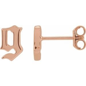 14K ROSE GOTHIC INITIAL G EARRING