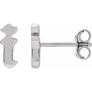14K WHITE GOTHIC INITIAL I EARRING