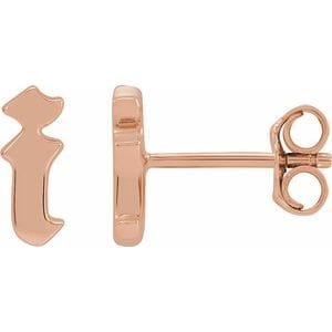 14K ROSE GOTHIC INITIAL I EARRING