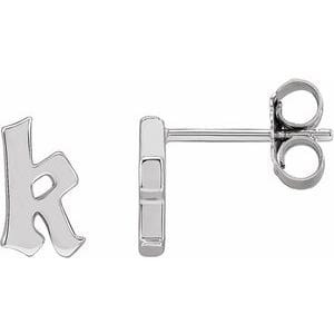 14K WHITE GOTHIC INITIAL K EARRING