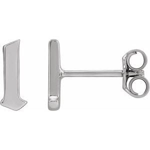 14K WHITE GOTHIC INITIAL L EARRING