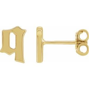 14K YELLOW GOTHIC INITIAL Q EARRING