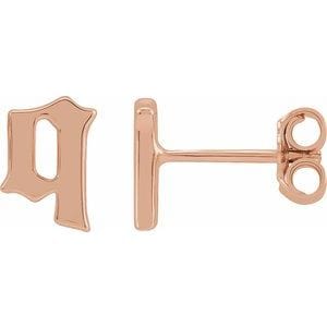 14K ROSE GOTHIC INITIAL Q EARRING