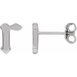 14K WHITE GOTHIC INITIAL R EARRING