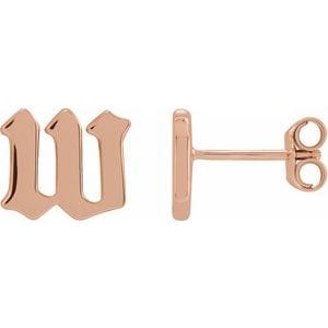 14K ROSE GOTHIC INITIAL W EARRING