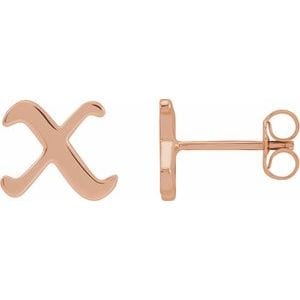 14K ROSE GOTHIC INITIAL X EARRING