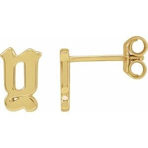 14K YELLOW GOTHIC INITIAL Y EARRING