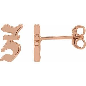 14K ROSE GOTHIC INITIAL Z EARRING