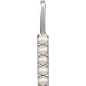 14K WHITE CULTURED WHITE FRESHWATER PEARL INITIAL I CHARM/PENDANT
