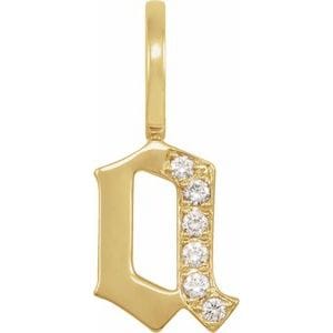 14K YELLOW .05 CTW NATURAL DIAMOND GOTHIC INITIAL A CHARM/PENDANT