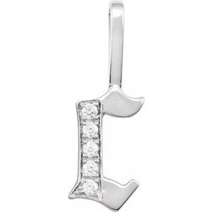 14K WHITE .05 CTW NATURAL DIAMOND GOTHIC INITIAL C CHARM/PENDANT