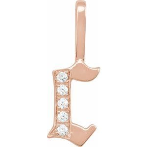 14K ROSE .05 CTW NATURAL DIAMOND GOTHIC INITIAL C CHARM/PENDANT