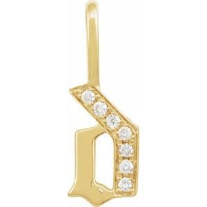 14K YELLOW .05 CTW NATURAL DIAMOND GOTHIC INITIAL D CHARM/PENDANT